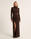 Liora Long Sleeve Maxi Dress with Elegant Ruched Detailing