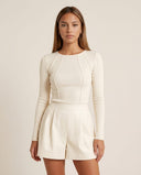 Talia Long Sleeve Top with Textured Seam Accents