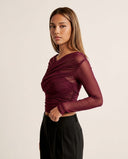 Livia Sheer Mesh Long Sleeve Top