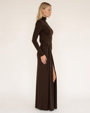 Liora Long Sleeve Maxi Dress with Elegant Ruched Detailing