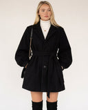 Eloisa Modern Short Trench Coat with Puff Sleeves and Belted Waist