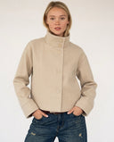 Livia Chic Cropped Pea Coat with Stand Collar