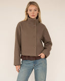 Livia Chic Cropped Pea Coat with Stand Collar