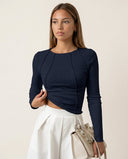 Talia Long Sleeve Top with Textured Seam Accents