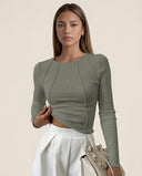 Talia Long Sleeve Top with Textured Seam Accents